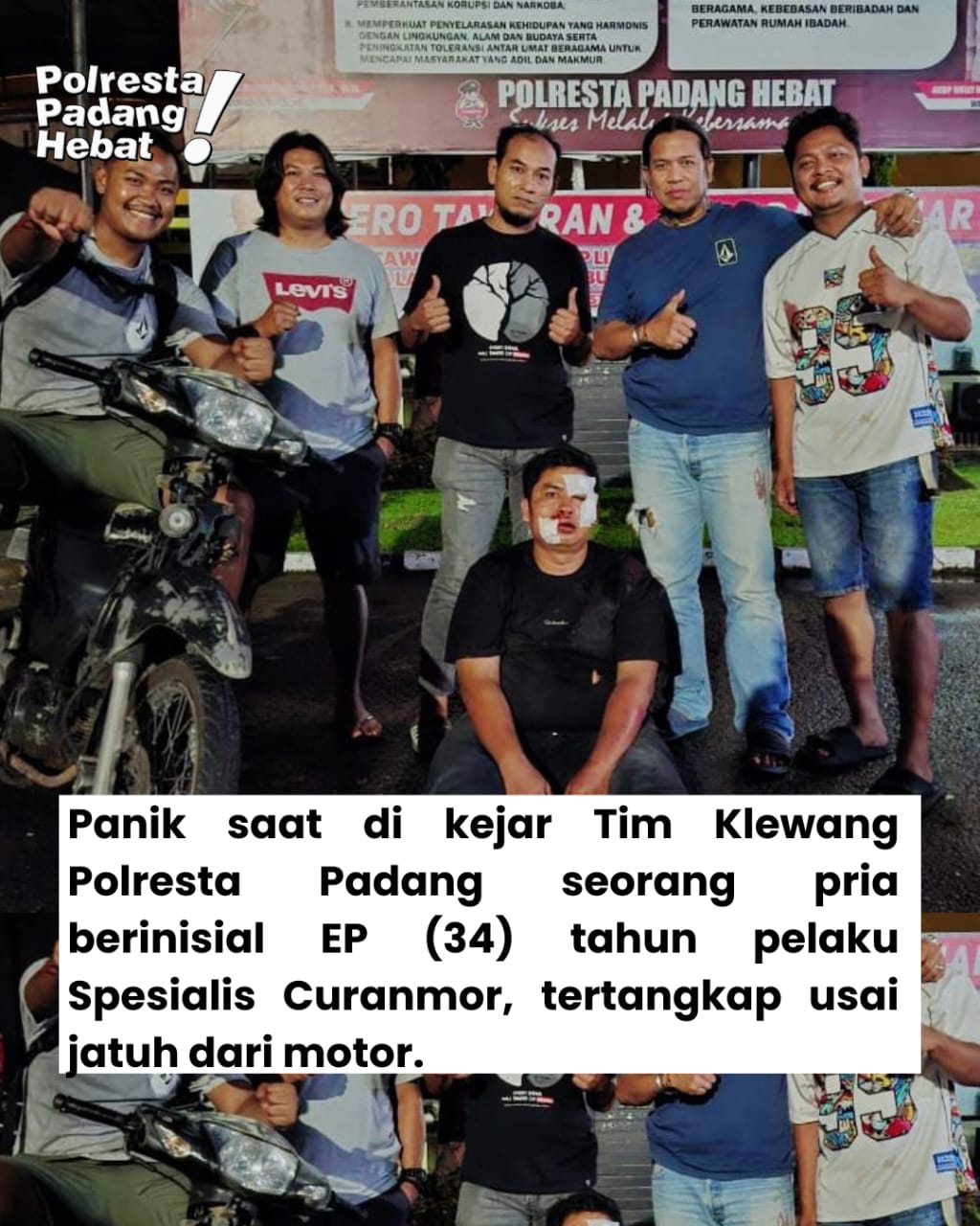 Seorang pelaku tindak pencurian sepeda motor (Curanmor) yang beraksi di depan toko beras di kawasan Lubuk Lintah, Kecamatan Kuranji, Kota Padang berhasil diamankan Tim Klewang Satreskrim Polresta Padang.