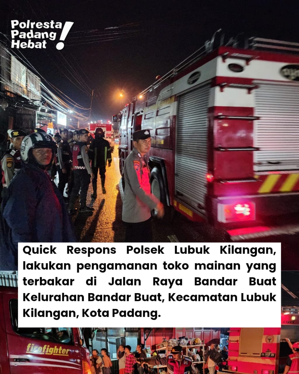 PADANG - Toko mainan diduga terbakar akibat adanya korsleting listrik di Jalan Raya Bandar Buat Rt 02/Rw 03, Kelurahan Bandar Buat, Kecamatan Lubuk Kilangan, Kota Padang, Provinsi Sumatera Barat (Sumbar), Selasa (11/3/2025).